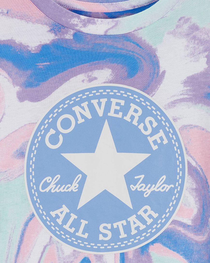 Camiseta Converse Dye Printed Chuck Taylor Patch Boxy Menina Azul Marinho | PT D00541T